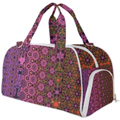 Abstract Retro Floral Stripes Pattern Burner Gym Duffel Bag by SpinnyChairDesigns