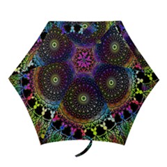 Colorful Rainbow Colored Arabesque Mandala Kaleidoscope  Mini Folding Umbrellas by SpinnyChairDesigns