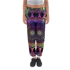 Colorful Rainbow Colored Arabesque Mandala Kaleidoscope  Women s Jogger Sweatpants by SpinnyChairDesigns