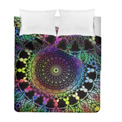 Colorful Rainbow Colored Arabesque Mandala Kaleidoscope  Duvet Cover Double Side (full/ Double Size) by SpinnyChairDesigns