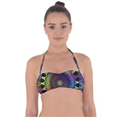 Colorful Rainbow Colored Arabesque Mandala Kaleidoscope  Halter Bandeau Bikini Top by SpinnyChairDesigns