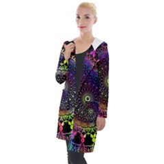 Colorful Rainbow Colored Arabesque Mandala Kaleidoscope  Hooded Pocket Cardigan by SpinnyChairDesigns