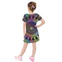 Colorful Rainbow Colored Arabesque Mandala Kaleidoscope  Kids  Short Sleeve Velvet Dress View2