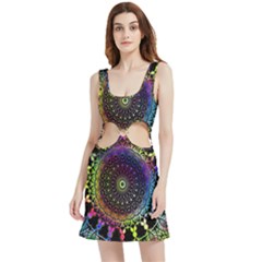 Colorful Rainbow Colored Arabesque Mandala Kaleidoscope  Velvet Cutout Dress by SpinnyChairDesigns