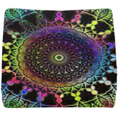 Colorful Rainbow Colored Arabesque Mandala Kaleidoscope  Seat Cushion by SpinnyChairDesigns