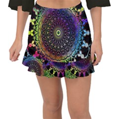 Colorful Rainbow Colored Arabesque Mandala Kaleidoscope  Fishtail Mini Chiffon Skirt by SpinnyChairDesigns