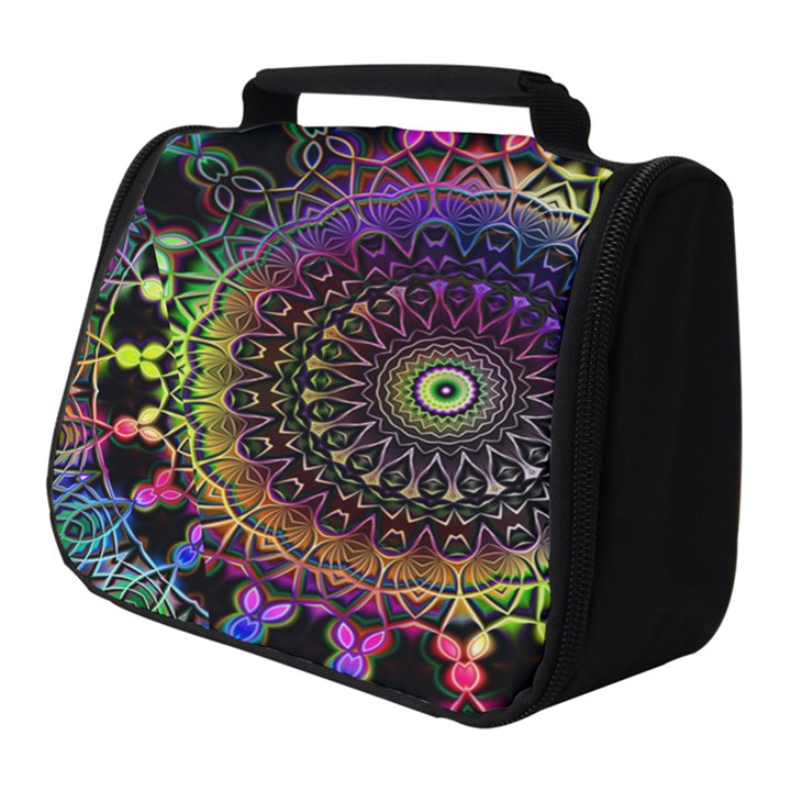 Colorful Rainbow Colored Arabesque Mandala Kaleidoscope  Full Print Travel Pouch (Small)