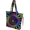 Colorful Rainbow Colored Arabesque Mandala Kaleidoscope  Drawstring Tote Bag View1