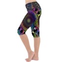 Colorful Rainbow Colored Arabesque Mandala Kaleidoscope  Lightweight Velour Cropped Yoga Leggings View2