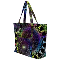 Colorful Rainbow Colored Arabesque Mandala Kaleidoscope  Zip Up Canvas Bag by SpinnyChairDesigns