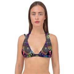 Colorful Rainbow Colored Arabesque Mandala Kaleidoscope  Double Strap Halter Bikini Top