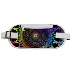 Colorful Rainbow Colored Arabesque Mandala Kaleidoscope  Rounded Waist Pouch by SpinnyChairDesigns