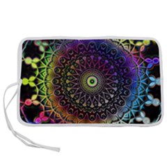 Colorful Rainbow Colored Arabesque Mandala Kaleidoscope  Pen Storage Case (m) by SpinnyChairDesigns