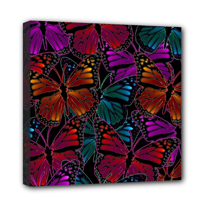 Colorful Monarch Butterfly Pattern Mini Canvas 8  x 8  (Stretched)