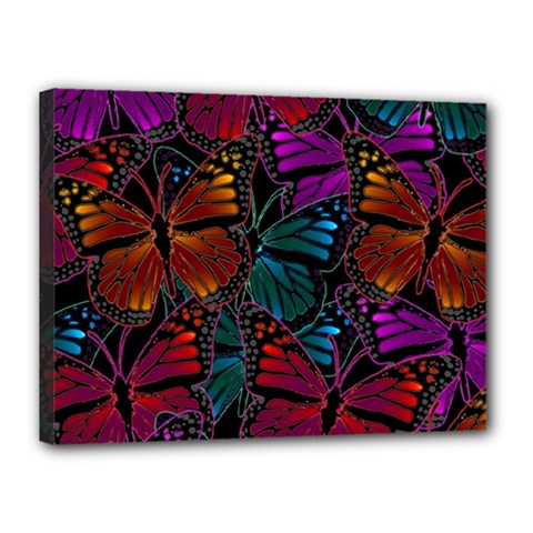 Colorful Monarch Butterfly Pattern Canvas 16  X 12  (stretched) by SpinnyChairDesigns