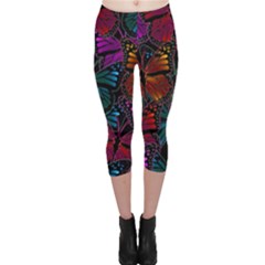 Colorful Monarch Butterfly Pattern Capri Leggings  by SpinnyChairDesigns