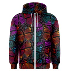 Colorful Monarch Butterfly Pattern Men s Zipper Hoodie by SpinnyChairDesigns