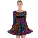 Colorful Monarch Butterfly Pattern Long Sleeve Skater Dress View1