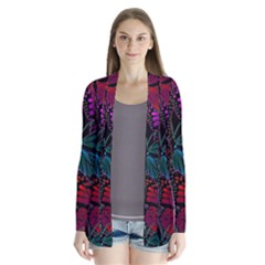 Colorful Monarch Butterfly Pattern Drape Collar Cardigan by SpinnyChairDesigns