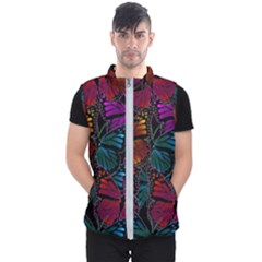 Colorful Monarch Butterfly Pattern Men s Puffer Vest by SpinnyChairDesigns