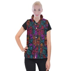 Colorful Monarch Butterfly Pattern Women s Button Up Vest by SpinnyChairDesigns