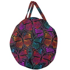 Colorful Monarch Butterfly Pattern Giant Round Zipper Tote by SpinnyChairDesigns