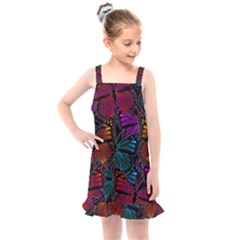 Colorful Monarch Butterfly Pattern Kids  Overall Dress by SpinnyChairDesigns