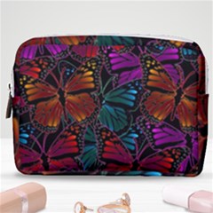 Colorful Monarch Butterfly Pattern Make Up Pouch (medium) by SpinnyChairDesigns