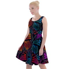 Colorful Monarch Butterfly Pattern Knee Length Skater Dress by SpinnyChairDesigns