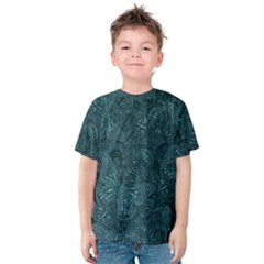 Dark Teal Butterfly Pattern Kids  Cotton Tee