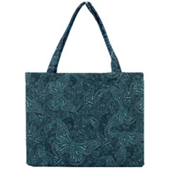 Dark Teal Butterfly Pattern Mini Tote Bag by SpinnyChairDesigns