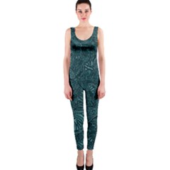 Dark Teal Butterfly Pattern One Piece Catsuit by SpinnyChairDesigns