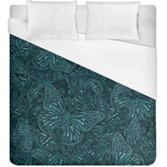 Dark Teal Butterfly Pattern Duvet Cover (king Size) by SpinnyChairDesigns