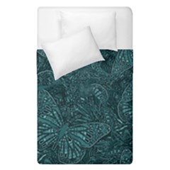 Dark Teal Butterfly Pattern Duvet Cover Double Side (single Size) by SpinnyChairDesigns