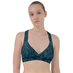 Dark Teal Butterfly Pattern Sweetheart Sports Bra by SpinnyChairDesigns