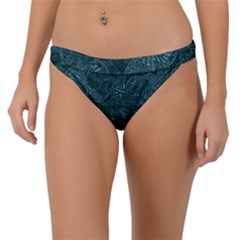 Dark Teal Butterfly Pattern Band Bikini Bottom by SpinnyChairDesigns