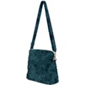 Dark Teal Butterfly Pattern Zipper Messenger Bag View2