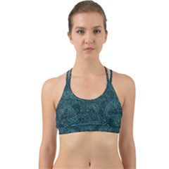 Dark Teal Butterfly Pattern Back Web Sports Bra by SpinnyChairDesigns