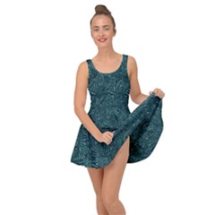 Dark Teal Butterfly Pattern Inside Out Casual Dress