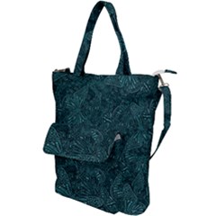 Dark Teal Butterfly Pattern Shoulder Tote Bag by SpinnyChairDesigns