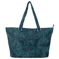 Dark Teal Butterfly Pattern Full Print Shoulder Bag by SpinnyChairDesigns