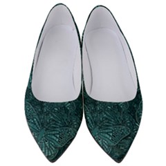 Dark Teal Butterfly Pattern Women s Low Heels by SpinnyChairDesigns