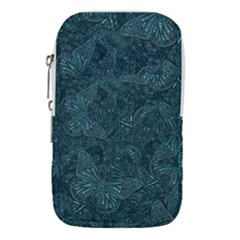 Dark Teal Butterfly Pattern Waist Pouch (small) by SpinnyChairDesigns