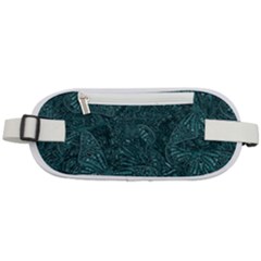 Dark Teal Butterfly Pattern Rounded Waist Pouch by SpinnyChairDesigns