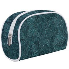 Dark Teal Butterfly Pattern Makeup Case (large) by SpinnyChairDesigns