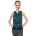 Dark Teal Butterfly Pattern Kids  Sleeveless Hoodie View1