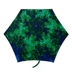 Abstract Green And Blue Techno Pattern Mini Folding Umbrellas by SpinnyChairDesigns