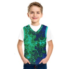 Abstract Green And Blue Techno Pattern Kids  Sportswear by SpinnyChairDesigns