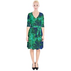 Abstract Green And Blue Techno Pattern Wrap Up Cocktail Dress by SpinnyChairDesigns