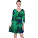 Abstract Green and Blue Techno Pattern Ruffle Dress View1